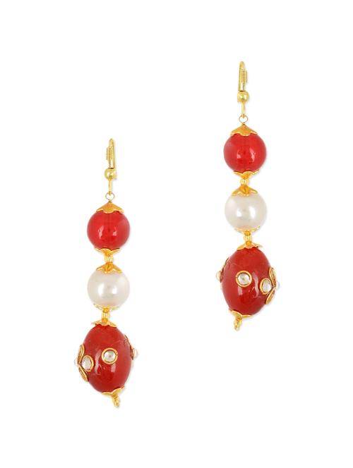maroon brass earring - 11083679 - Very Small Image - 1