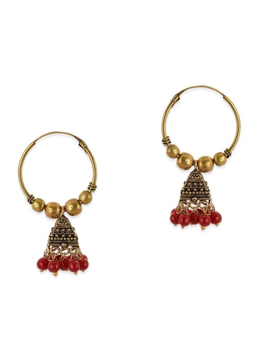 gold, black, maroon brass earring - 11083778 - Very Small Image - 1