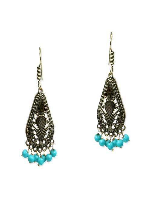 gold, black, turquoise brass earring - 11083850 - Very Small Image - 1