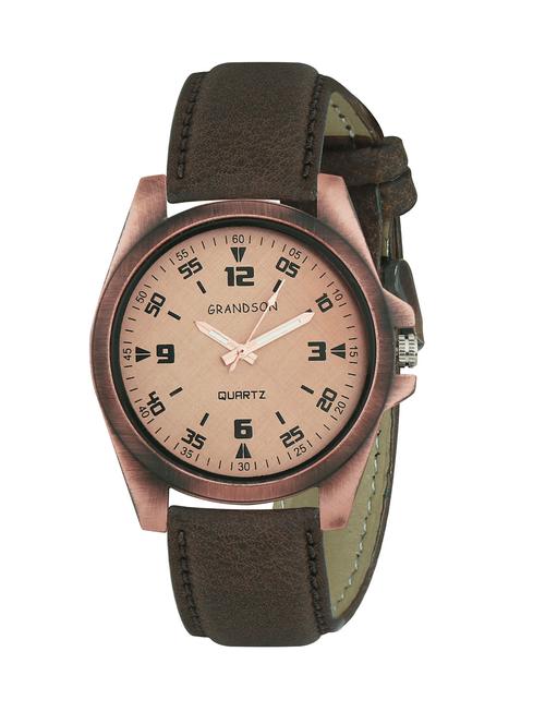 brown leatherette men analog watch - 11085749 - Very Small Image - 1