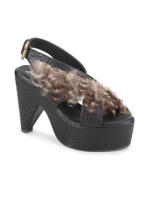 black leatherette sandals - 11090361 - Very Small Image - 1