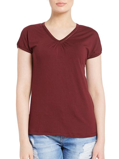 maroon viscose regular top - 11090904 - Very Small Image - 1