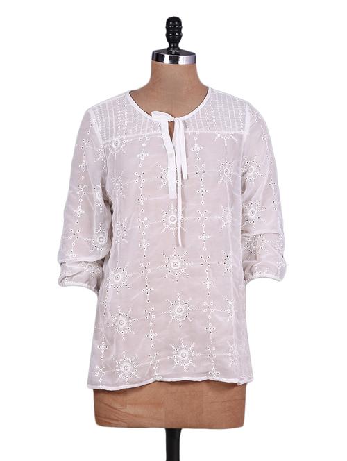 draw string neck solid white top - 1109314 - Very Small Image - 1