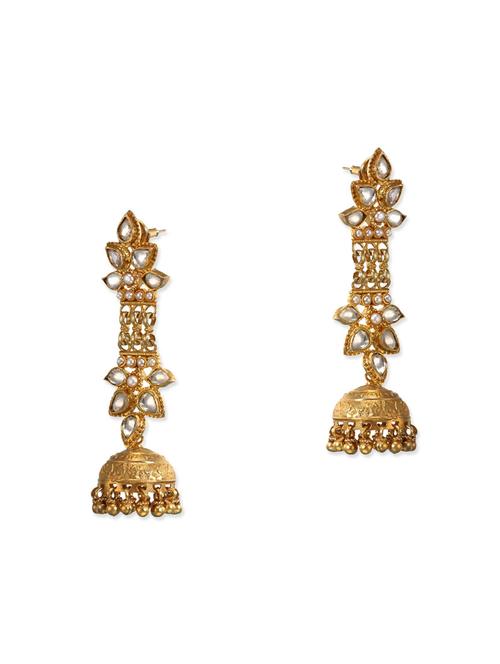 yellow metal alloy chandellier earring - 11094262 - Very Small Image - 1