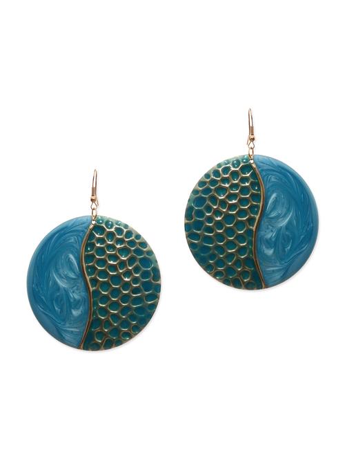 blue embossed round earrings - 1109801 - Very Small Image - 1
