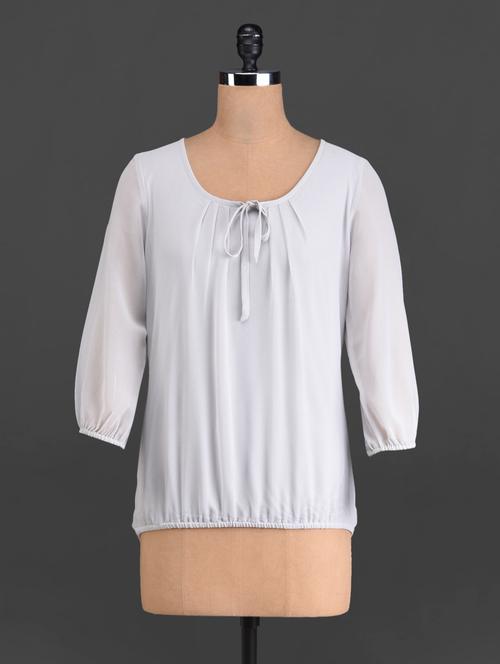 light grey three-quarter sleeved top - 1110047 - Very Small Image - 1
