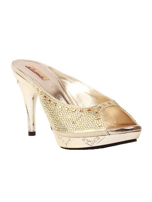 gold leatherette sandals - 11100721 - Very Small Image - 1