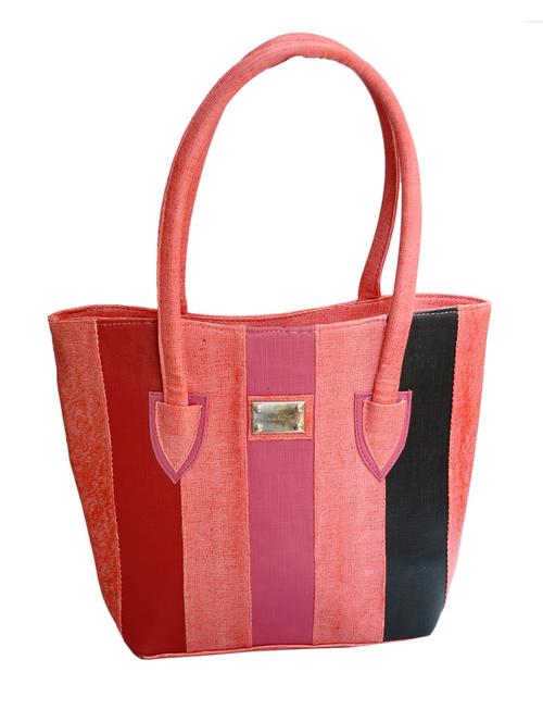 pink,black leatherette handbag - 11101211 - Very Small Image - 1