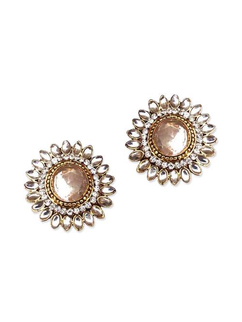 white metal studs earrings - 11102684 - Very Small Image - 1