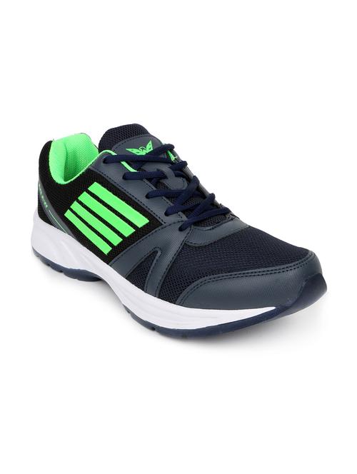 navy and green faux leather sport shoes - 11103528 - Very Small Image - 1