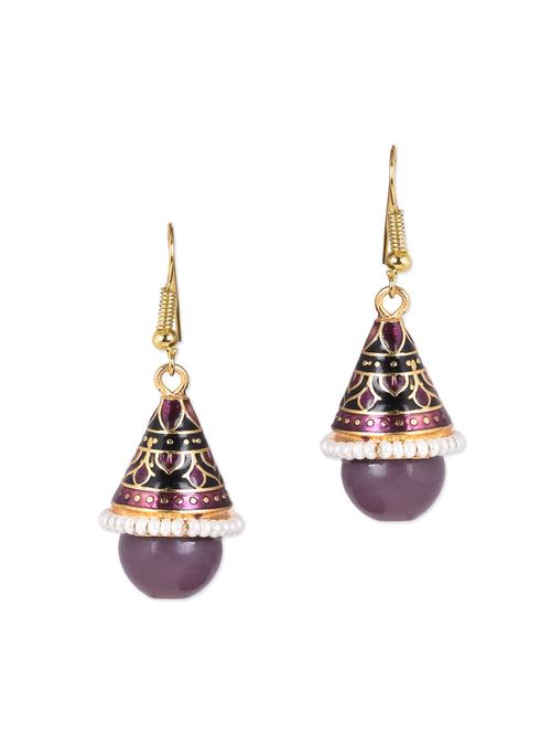 meena work bead drop ethnic jhumkis - 1110614 - Very Small Image - 1