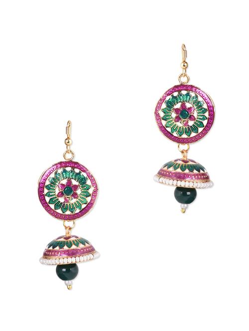 multicolored metal alloy meena work jhumkas - 1110663 - Very Small Image - 1