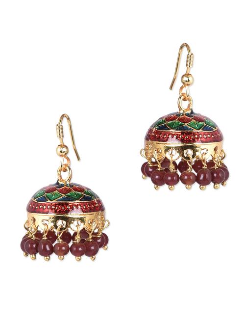 multicolored metal alloy meena work jhumkas - 1110671 - Very Small Image - 1