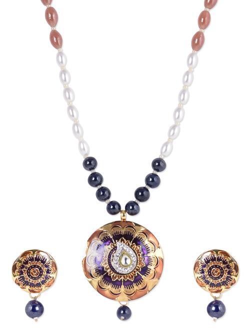 multicolored meena work & beads neckpiece set - 1110676 - Very Small Image - 1
