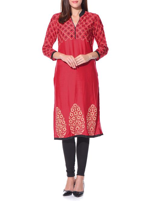 maroon rayon kurta - 11109720 - Very Small Image - 1