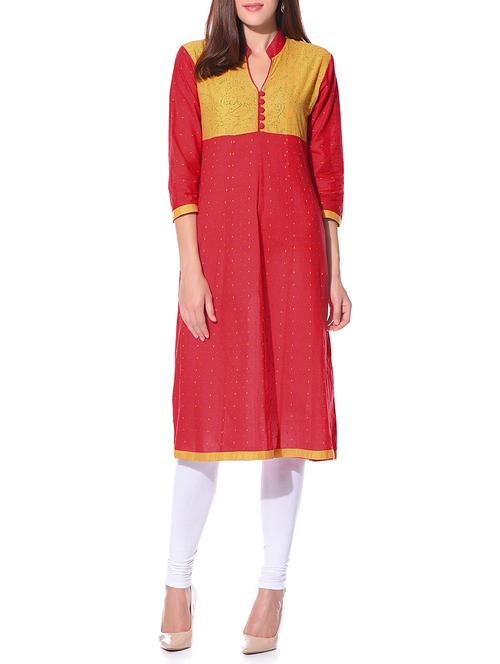 maroon cotton kurta - 11109725 - Very Small Image - 1