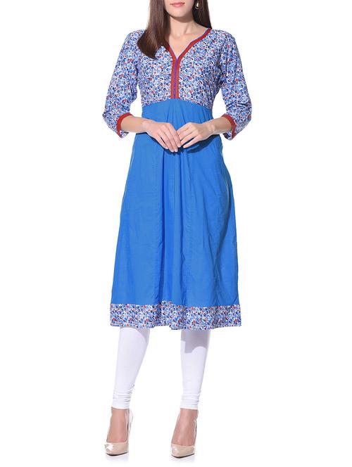 blue printed a-line kurta - 11109729 - Very Small Image - 1