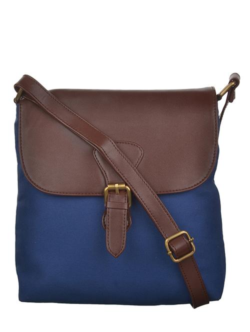 blue, brown canvas sling bag - 11110392 - Very Small Image - 1