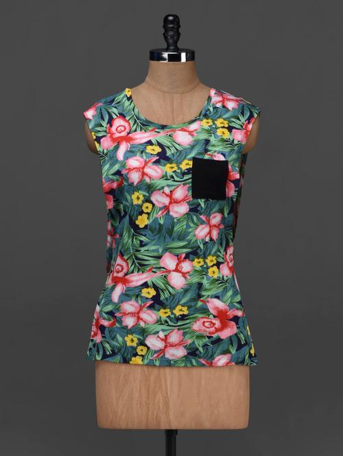 botanical printed sleeveless top - 1111086 - Very Small Image - 1