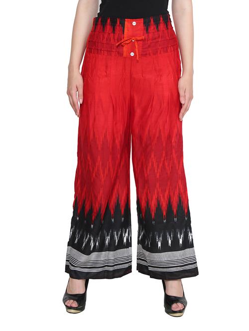 red color, viscose palazzo - 11113055 - Very Small Image - 1