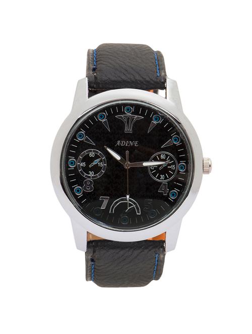 black leather chronograph watch - 11114743 - Very Small Image - 1