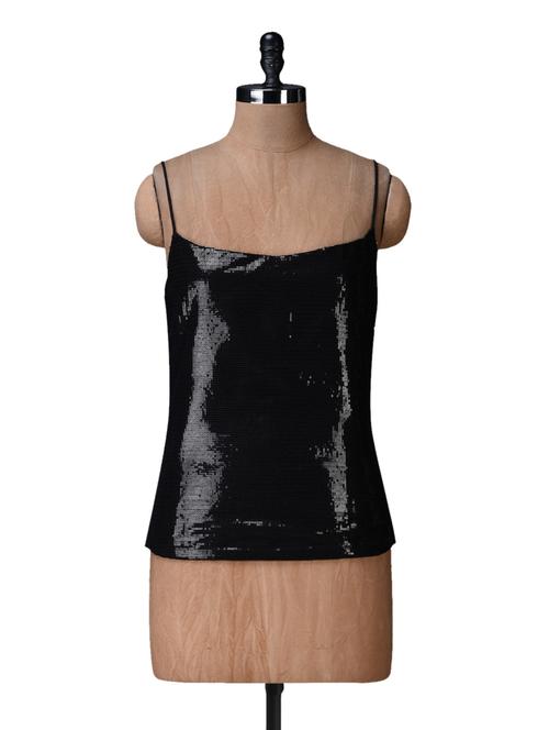 black cami neck sequined top - 1111914 - Very Small Image - 1