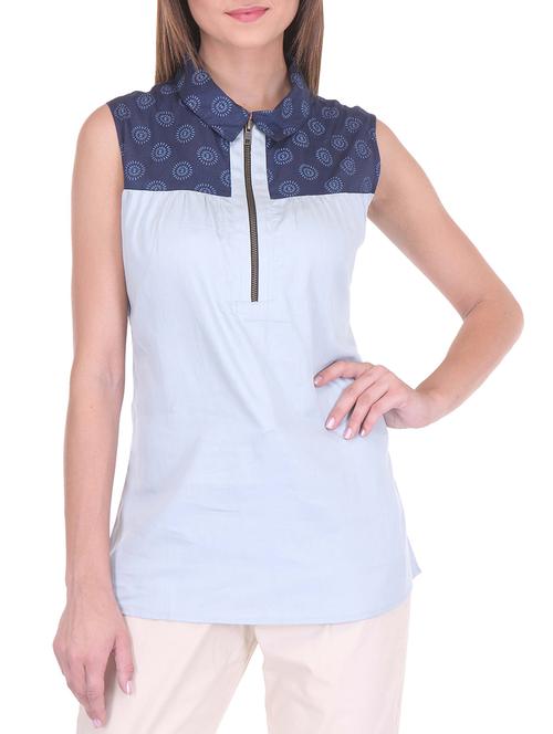 blue cotton straight top - 11121367 - Very Small Image - 1