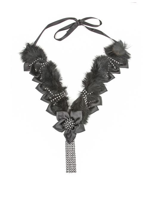 Printed georgette and chain necklace - 11122 - Very Small Image - 1