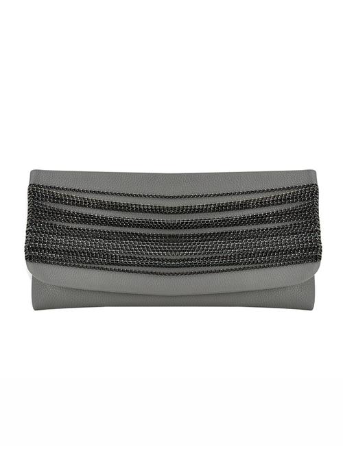 grey leatherette clutch - 11122874 - Very Small Image - 1
