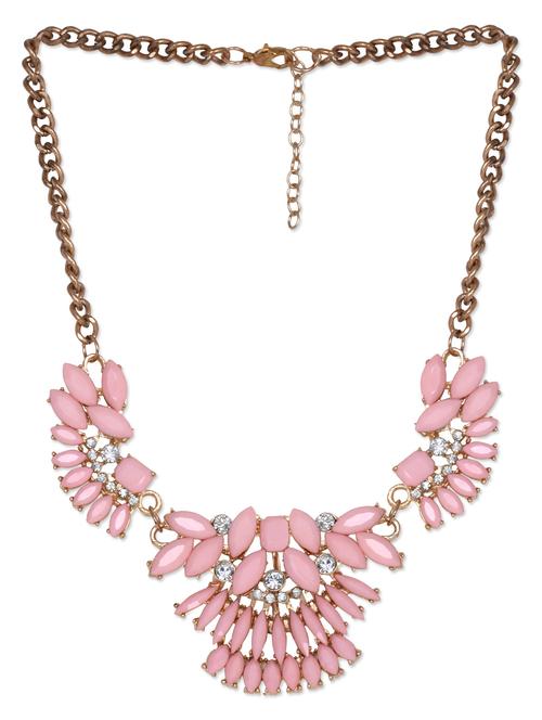 peach acrylic bead embedded neckpiece - 1112393 - Very Small Image - 1