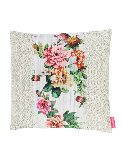beautiful mind natural digi flower printed cushion cover, natural (16 x 16 inch) - 11124247 - Very Small Image - 1