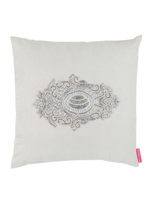 beautiful mind big motif embroidered cushion cover, white (16 x 16 inch) - 11124251 - Very Small Image - 1