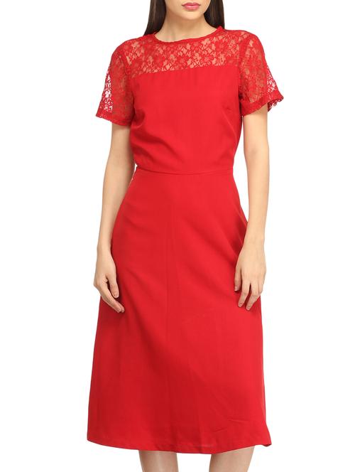 red polyester aline dress - 11124322 - Very Small Image - 1