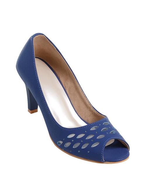 blue leatherette slip on sandals - 11127018 - Very Small Image - 1