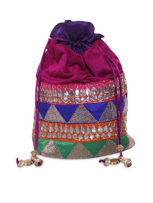 multicolored potli bag with mirror work - 1113021 - Very Small Image - 1