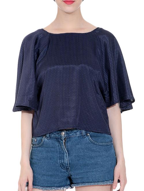 blue dupion regular top - 11130928 - Very Small Image - 1