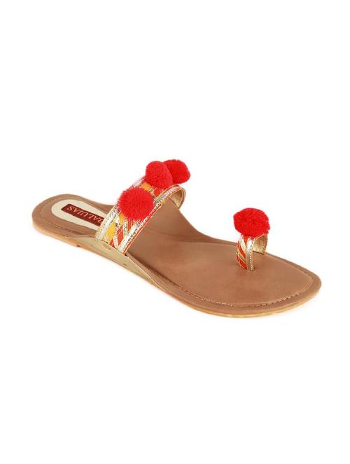 red faux leather embellished flats - 11132081 - Very Small Image - 1