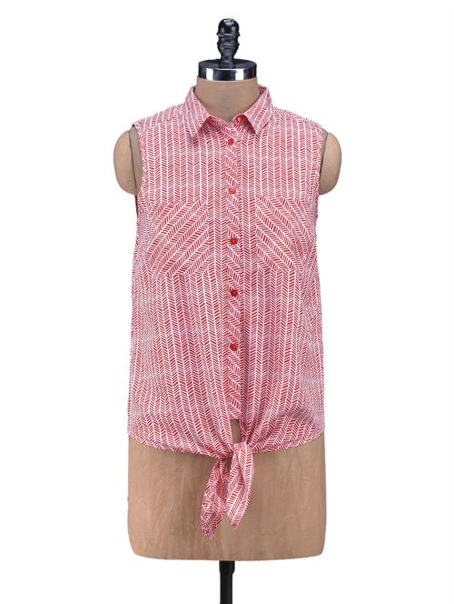 red & white printed polyester shirt - 1113223 - Very Small Image - 1