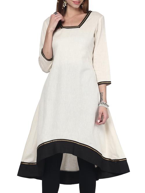 white cotton aline kurta - 11132824 - Very Small Image - 1