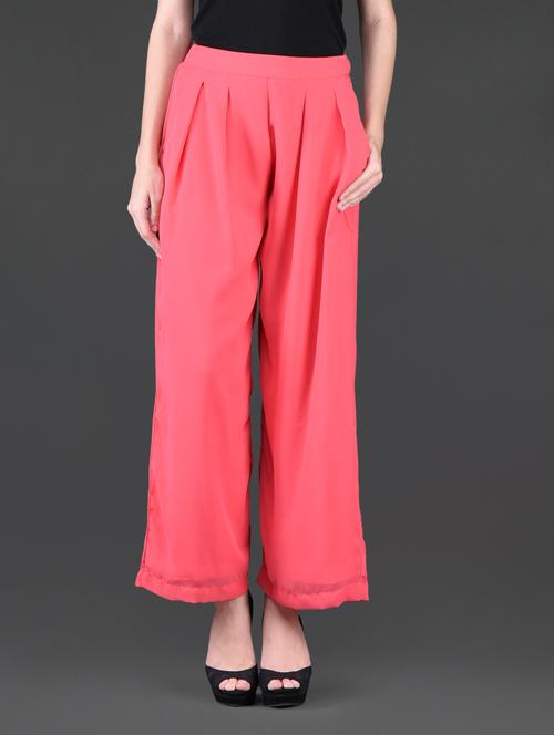 solid peach blue pleated palazzo - 1113433 - Very Small Image - 1