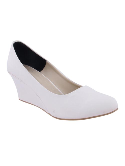 white faux leather slip on wedges - 11141038 - Very Small Image - 1