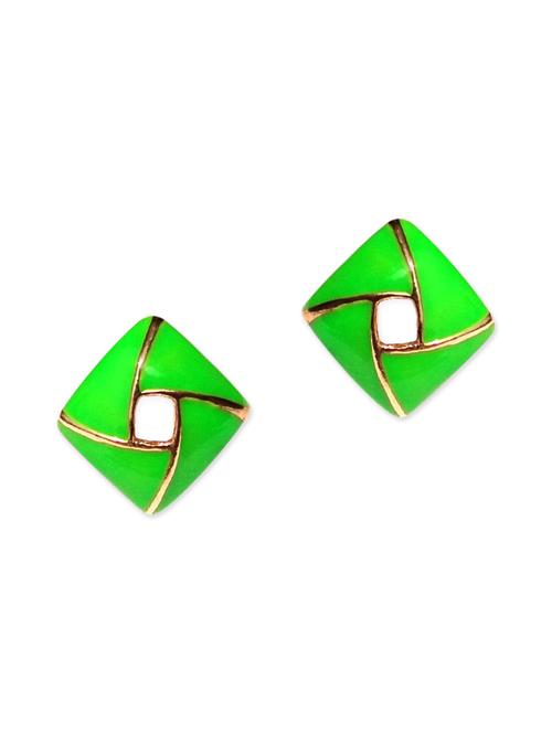 green metal studs earrings - 11143296 - Very Small Image - 1