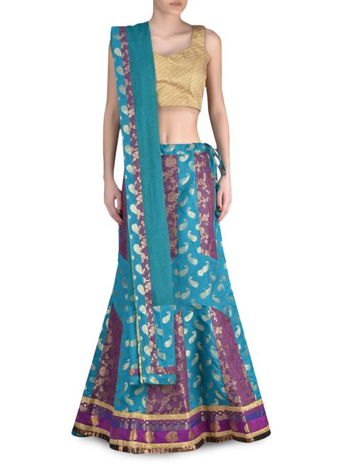 paisley pattern chanderi lehenga - 1114477 - Very Small Image - 1
