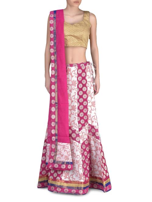 floral pattern chanderi lehenga - 1114478 - Very Small Image - 1