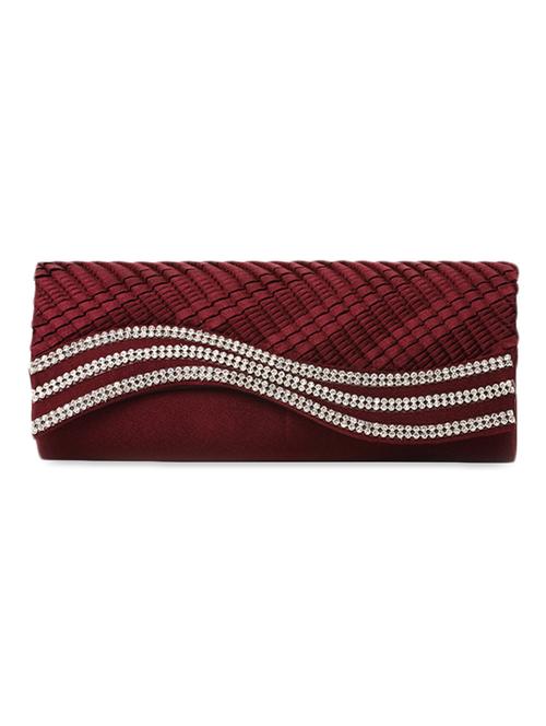 studded maroon leatherette clutch - 1114890 - Very Small Image - 1