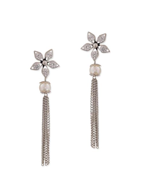white metal drop earring - 11153887 - Very Small Image - 1