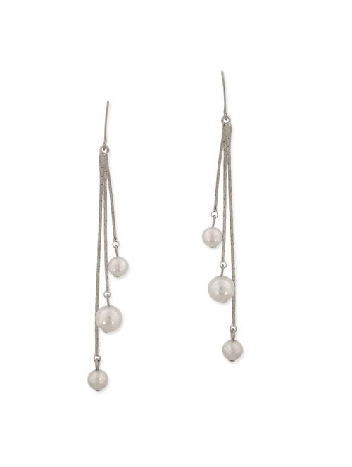 white metal drop earring - 11153892 - Very Small Image - 1