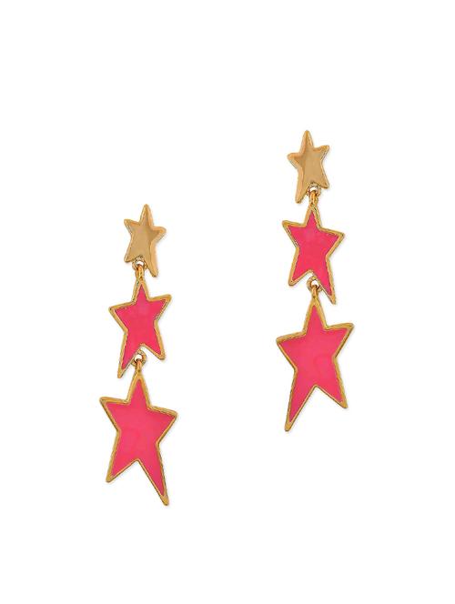 pink metal drop earring - 11154068 - Very Small Image - 1