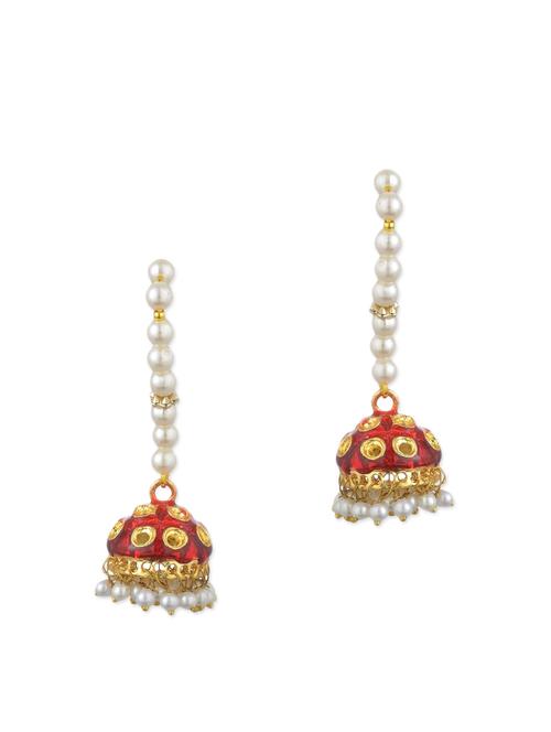 red metal jhumka earrings - 11154843 - Very Small Image - 1