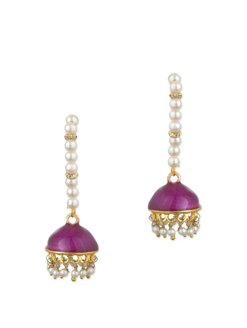 purple metal jhumka earrings - 11154845 - Very Small Image - 1